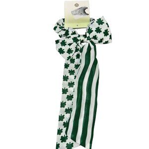 Saint Patrick’s Holiday Multi Pattern Striped Clover Target Bow Hair Tie Nwt